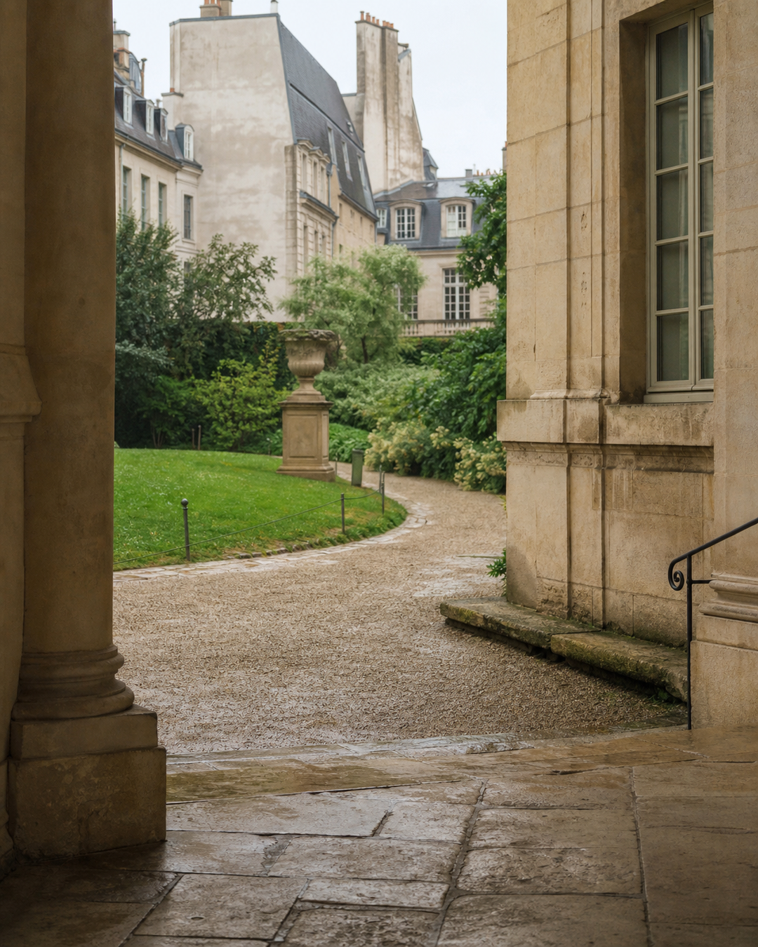 Original in-house AI illustration for Courtyards & Quiet: Slow Parisian Mornings